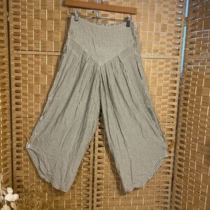 Striped Wide Leg Palazzo Pants in Navy and White